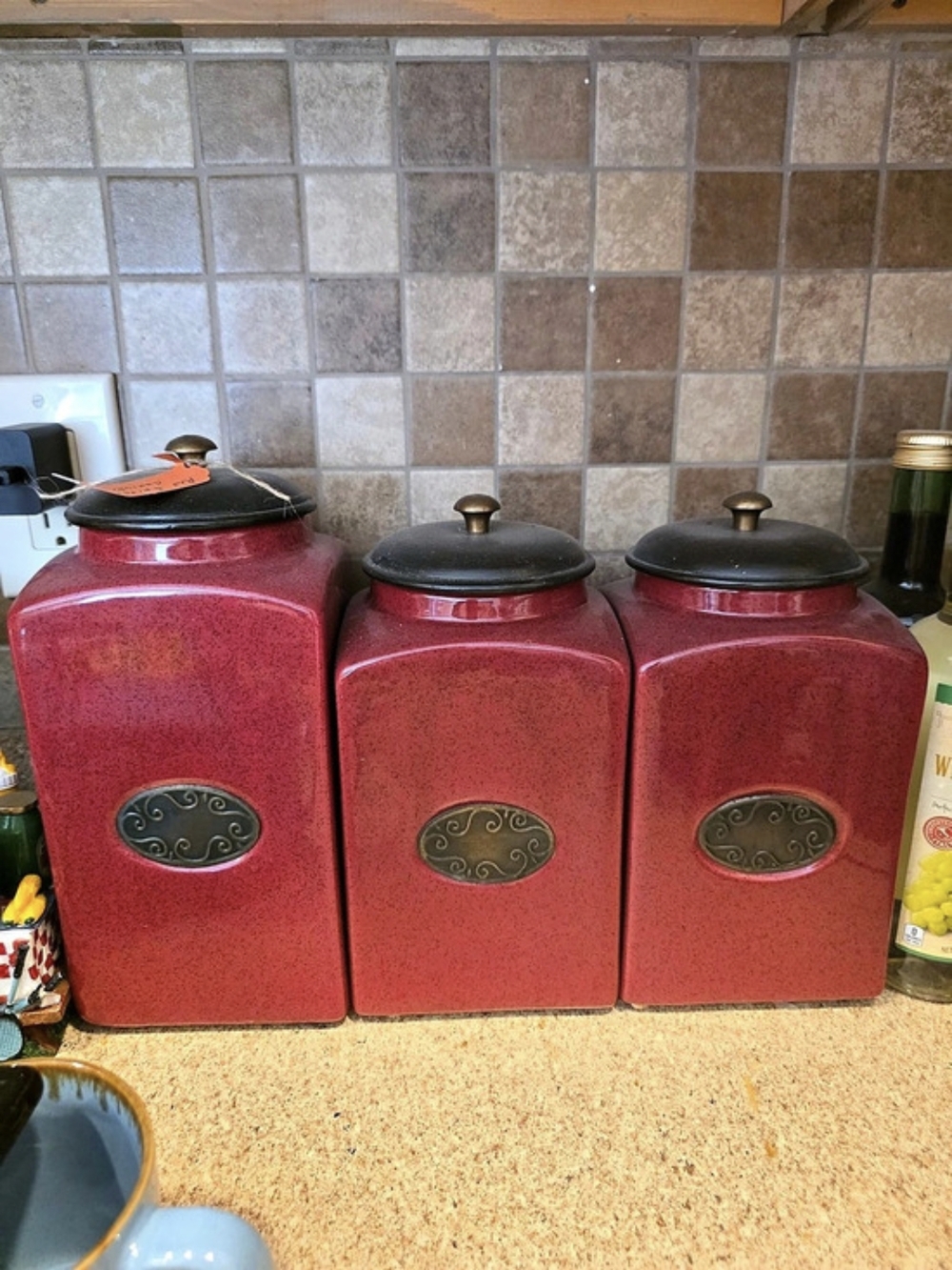 Red & Black Ceramic Canister Set